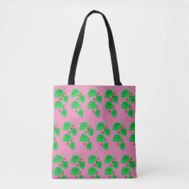 Bolso De Tela Ivy con el patrón de las Berries rojas en rosado