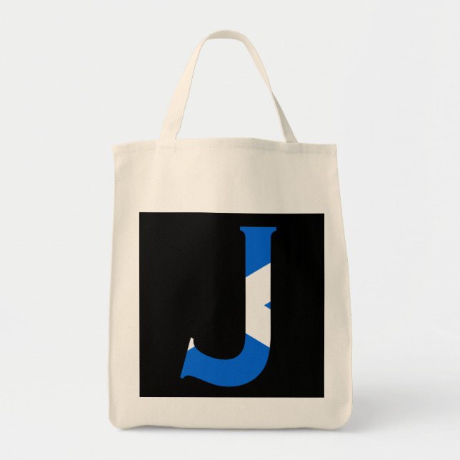 Bolso De Tela J Monograma sobrepuesto sobre la bandera escocesa  (Frente)