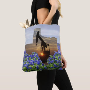 Bolso De Tela Jack de la bomba petrolera de Texas en Bluebonnets