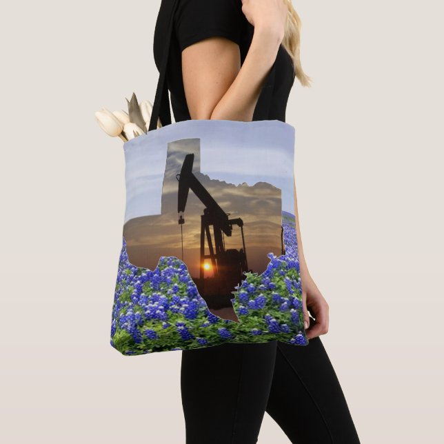 Bolso De Tela Jack de la bomba petrolera de Texas en Bluebonnets (Detalle)