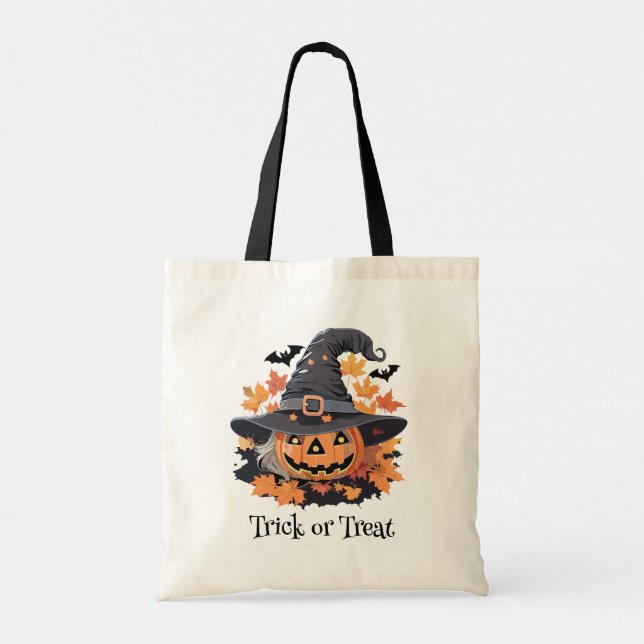 Bolso De Tela Jack-o-Lantern en Halloween, Gorra de brujas (Reverso)