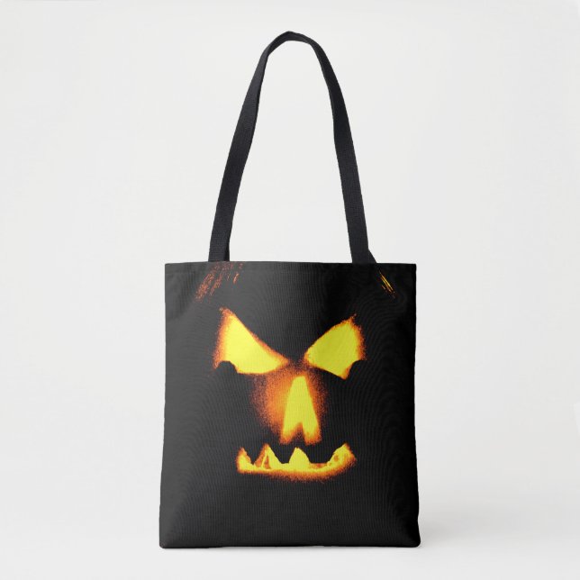 Bolso De Tela Jack O Lantern Face Print Halloween (Anverso)