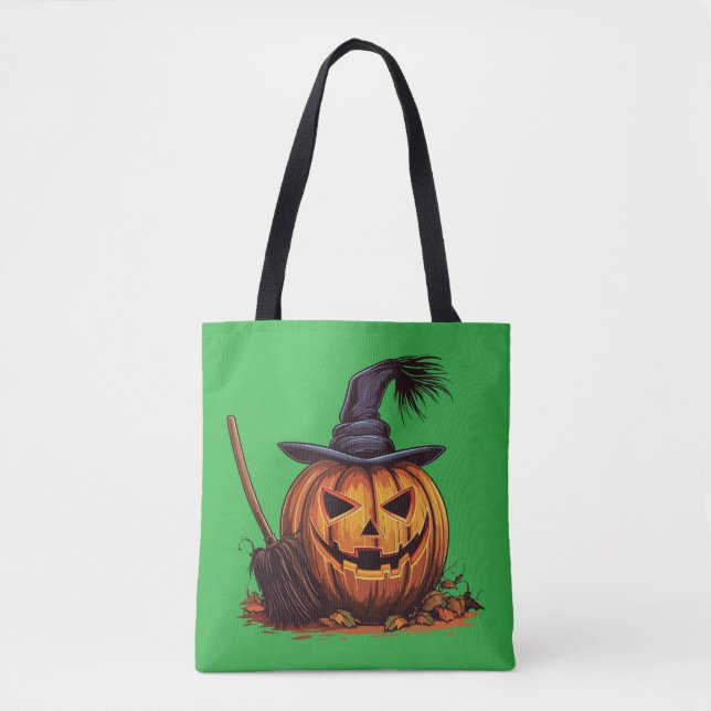 Bolso De Tela Jack O’ Lantern Witch – Classic Pumpkin Halloween (Anverso)