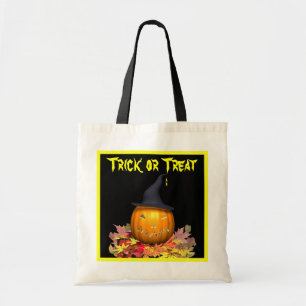 Bolso De Tela Jack-O-Lantern y hojas -