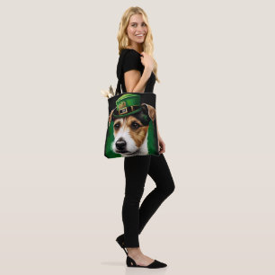 Bolso De Tela Jack Russell Dog con vestido de San Patricio