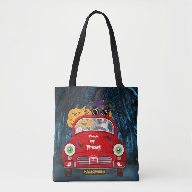 Bolso De Tela Jack Russell Dog Drive Car Sasuy Halloween (Anverso)