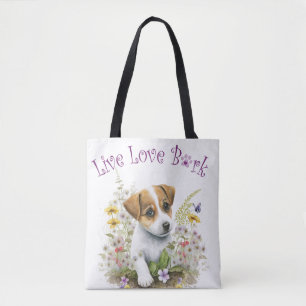 Bolso De Tela Jack Russell Dog Mom Floral