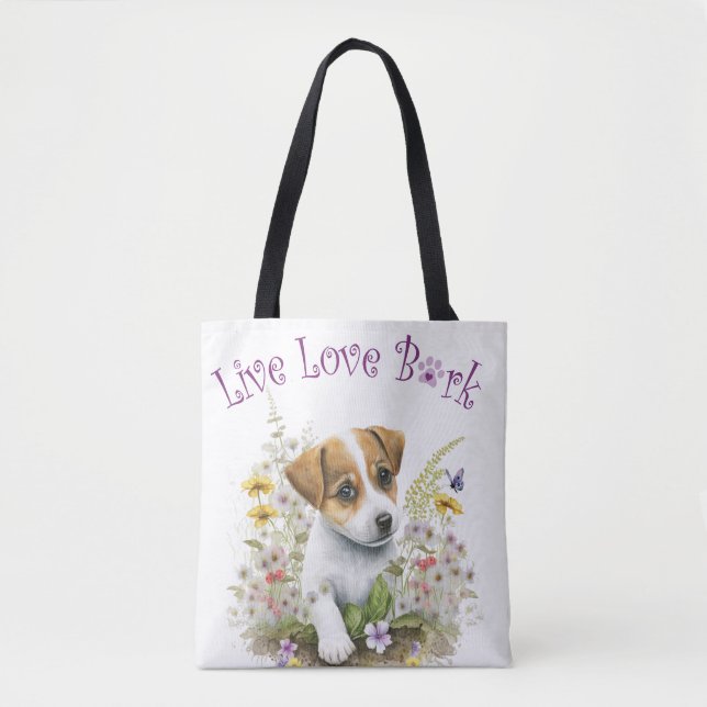 Bolso De Tela Jack Russell Dog Mom Floral (Anverso)