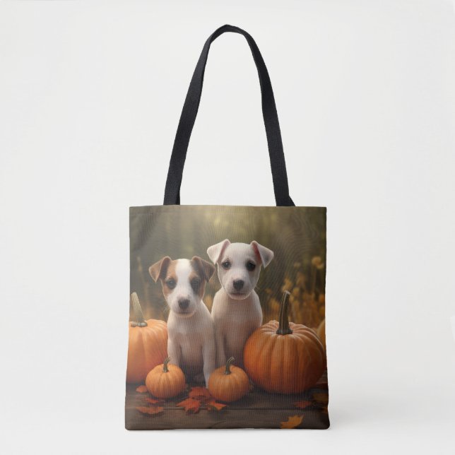 Bolso De Tela Jack Russell Puppy Autumn Delight Pumpkin (Anverso)
