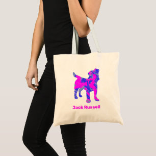 Bolso De Tela Jack Russell Terrier Silhouette Pink & Blue