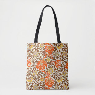 Bolso De Tela Jacobean Floral , Naranja Brown y Mustard Gold
