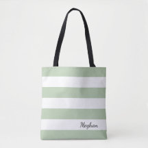 Jade Grayed personalizado y tote rayado blanco