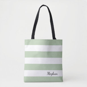 Bolso De Tela Jade Grayed personalizado y tote rayado blanco