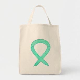 Bolso De Tela Jade Green Awareness Ribbon Personalizado de arte