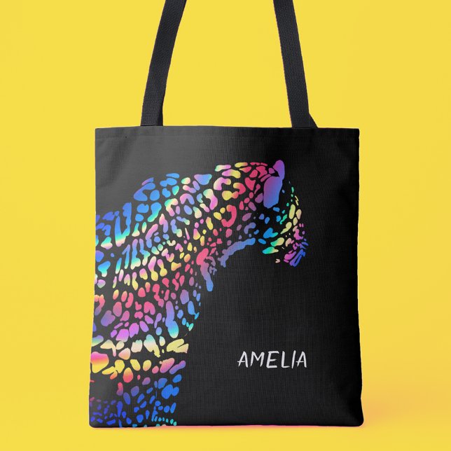 Bolso De Tela Jaguar arcoiris personalizado (Bags for jungle cats 😼)