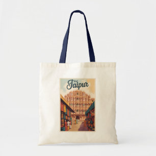 Bolso De Tela Jaipur India Hawa Mahal Ilustracion arte de viajar