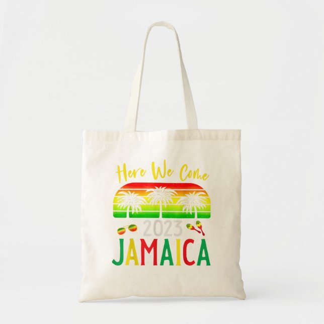 Bolso De Tela Jamaica 2023 Aquí Venimos de vacaciones familiares (Frente)