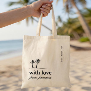Bolso De Tela Jamaica Agrega tu Bienvenida de Boda de Destino