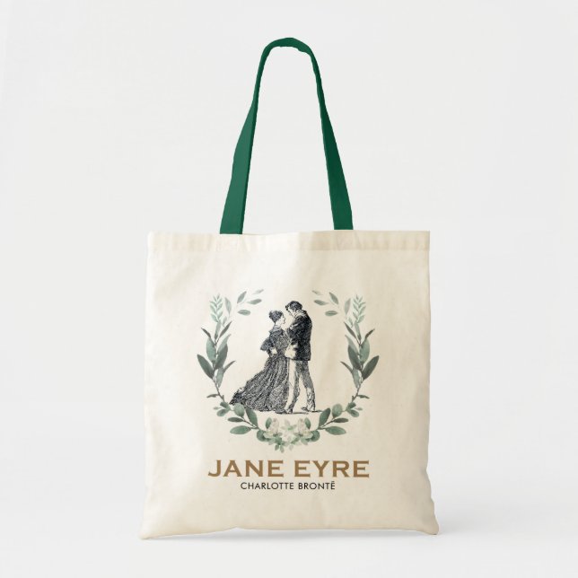 Bolso De Tela Jane Eyre y Edward Rochester con Wreath (Frente)
