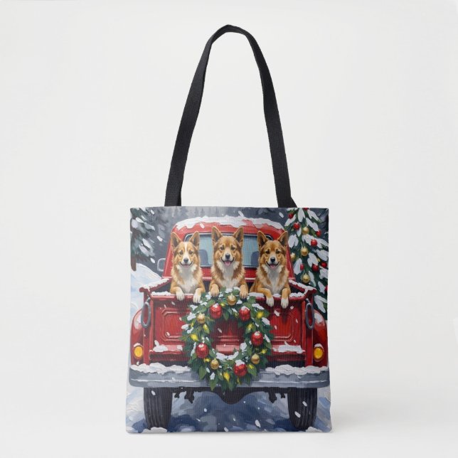 Bolso De Tela Japanese Chin Christmas Red Truck Holiday (Anverso)
