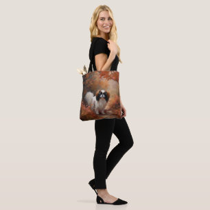 Bolso De Tela Japanese Chin en hojas de otoño caen Inspiran