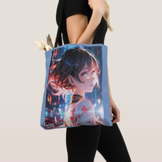 Bolso De Tela Japanese Cyberpunk Anime Girl Poster | Neon City