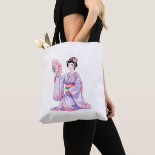 Bolso De Tela Japanese Traditional Woman Art Sticker Elegant Ill