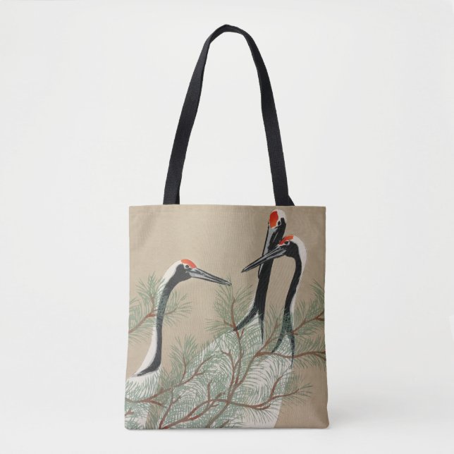 Bolso De Tela Japanese woodblock-print Cranes - Kamisaka Sekka (Anverso)