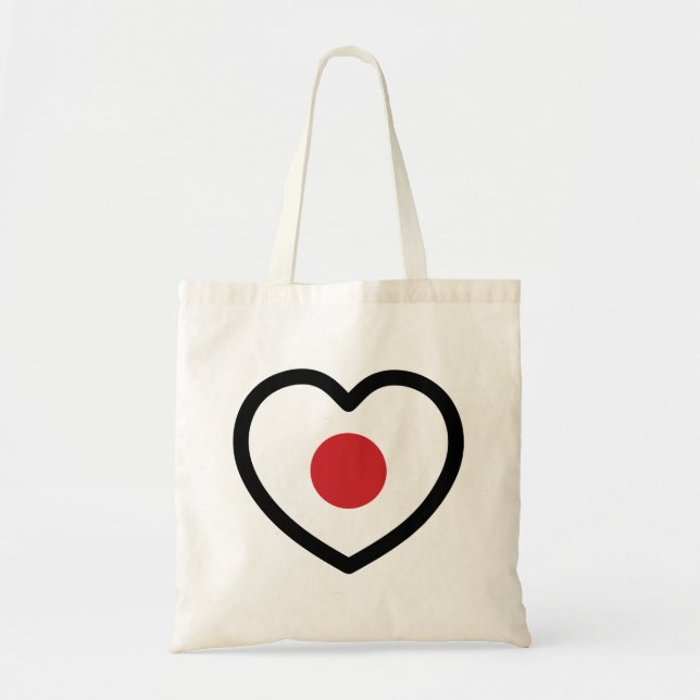 Bolso De Tela Japón | Corazón de la bandera japonesa (Frente)
