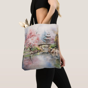Bolso De Tela Jardín Asiático de Primavera