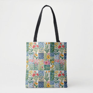 Bolso De Tela Jardín Botánico Floral de Parche Rústico Precioso