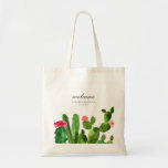 Bolso De Tela Jardín Cactus Elegante | BODA<br><div class="desc">Esta preciosa bolsa de boda con tote cuenta con hermosos cactus floridos emparejados con una tipografía elegante. Llénalo con lo necesario para que tus bodas se lo puedan permitir, como agua embotellada, chanclas, protector solar, chocolates, etc. Es la elección perfecta para una boda rústica y elegante. Este diseño se coordina...</div>