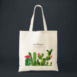 Bolso De Tela Jardín Cactus Elegante | BODA<br><div class="desc">Esta preciosa bolsa de boda con tote cuenta con hermosos cactus floridos emparejados con una tipografía elegante. Llénalo con lo necesario para que tus bodas se lo puedan permitir, como agua embotellada, chanclas, protector solar, chocolates, etc. Es la elección perfecta para una boda rústica y elegante. Este diseño se coordina...</div>