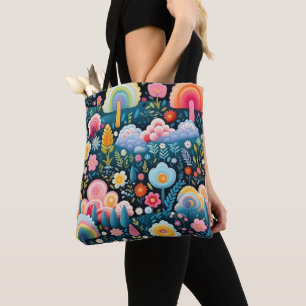 Bolso De Tela Jardín de Arcoíris Caprichoso Patrón de Fantasía F