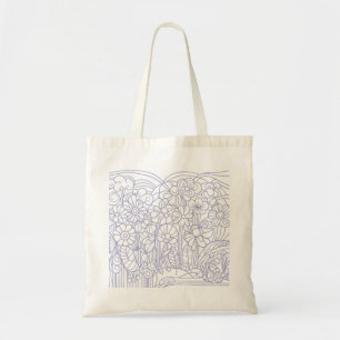 Bolso De Tela Jardín de flores azul