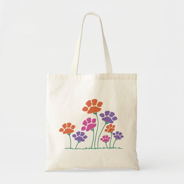 Bolso De Tela Jardín de flores de la huella de la mano (Frente)
