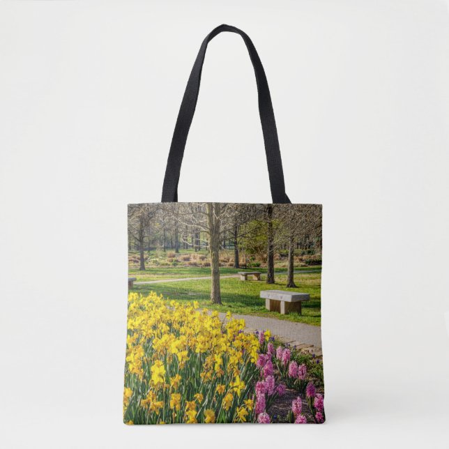 Bolso De Tela Jardín de flores de la temporada de primavera (Anverso)