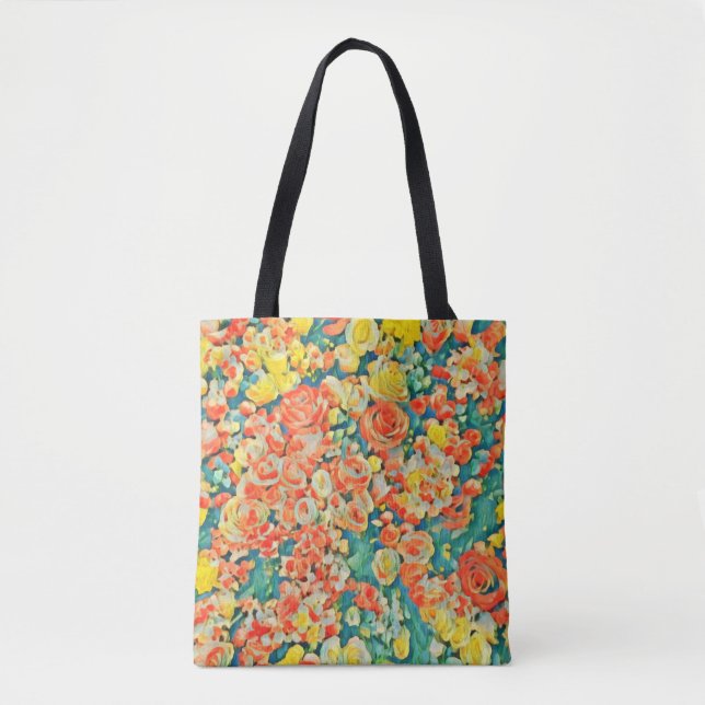 Bolso De Tela Jardín de flores de Rosas de sol de época (Anverso)