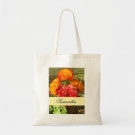 Bolso De Tela Jardín De Flores Rojas Y naranja
