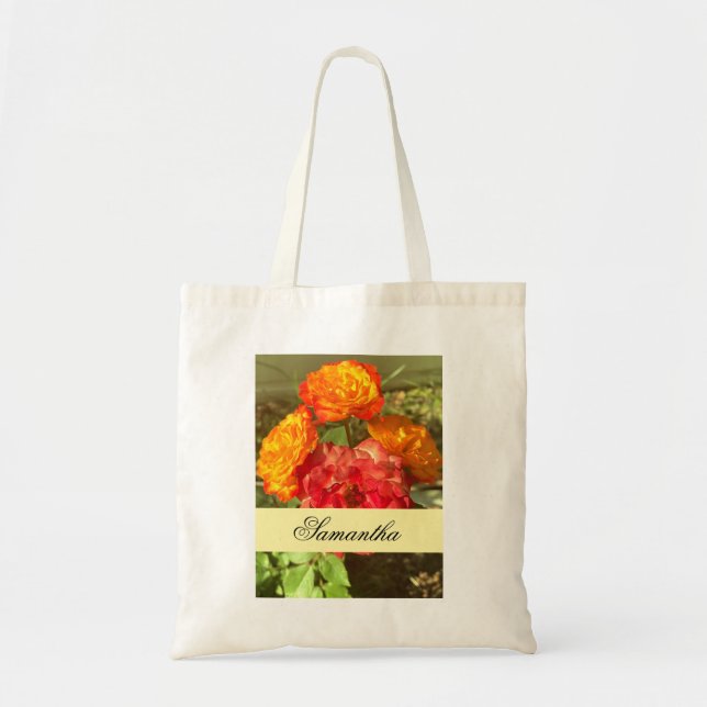 Bolso De Tela Jardín De Flores Rojas Y naranja (Frente)