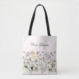 Bolso De Tela Jardín de flores silvestres personalizado