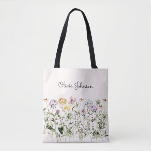 Bolso De Tela Jardín de flores silvestres personalizado