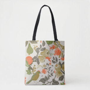 Bolso De Tela jardín de frutas con pájaro. patrón transparente