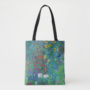 Bolso De Tela Jardín de granja con girasoles, Gustav Klimt