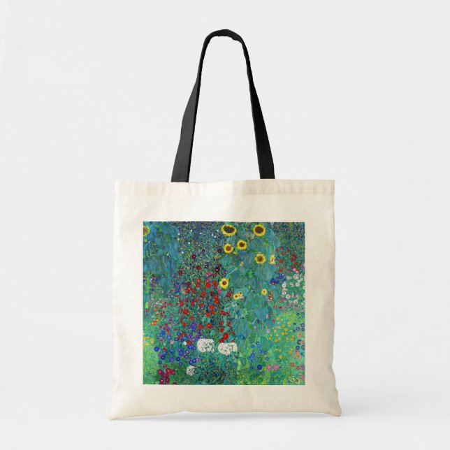 Bolso De Tela Jardín de granja con girasoles, Gustav Klimt (Frente)