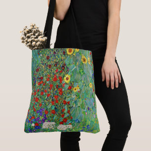 Bolso De Tela Jardín De Granjas Gustav Klimt Con Pintado De Sunf