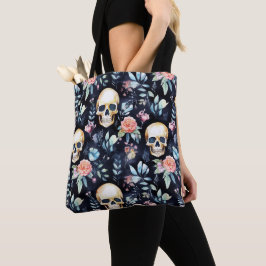 Bolso De Tela Jardín de huesos Calaveras y Rosas reutilizables d