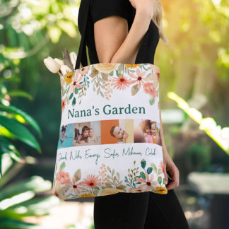 Bolso De Tela Jardín de la abuela de la Collage de fotos persona