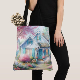 Bolso De Tela Jardín de la cabaña azul de Blossom Lane