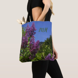Bolso De Tela Jardín de la laguna, violeta, floral de la bonito
